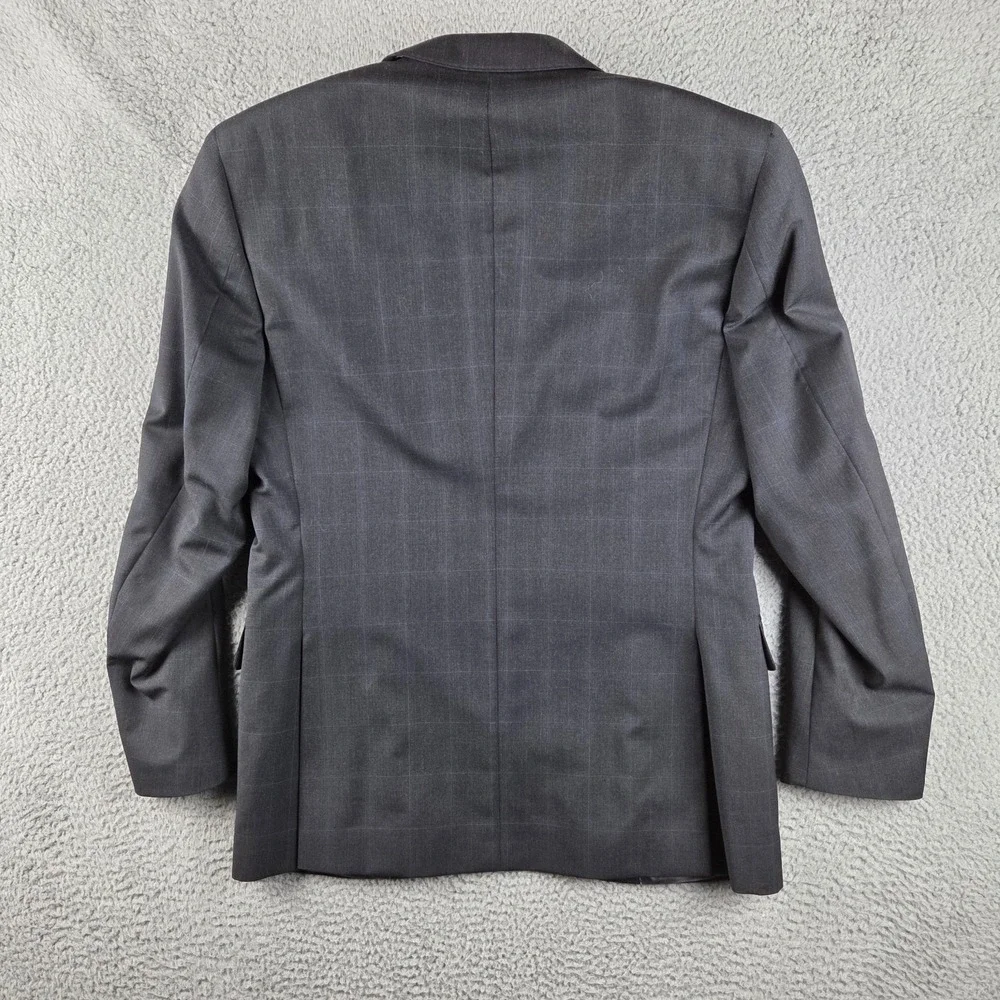 Peter Millar Blazer Sport‎ Coat Jacket 2-Button 100% Wool Mens 40R Gray Plaid